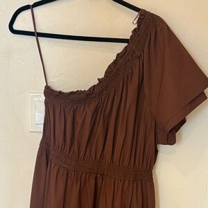 One-Shoulder Cotton Dress – Rich Brown